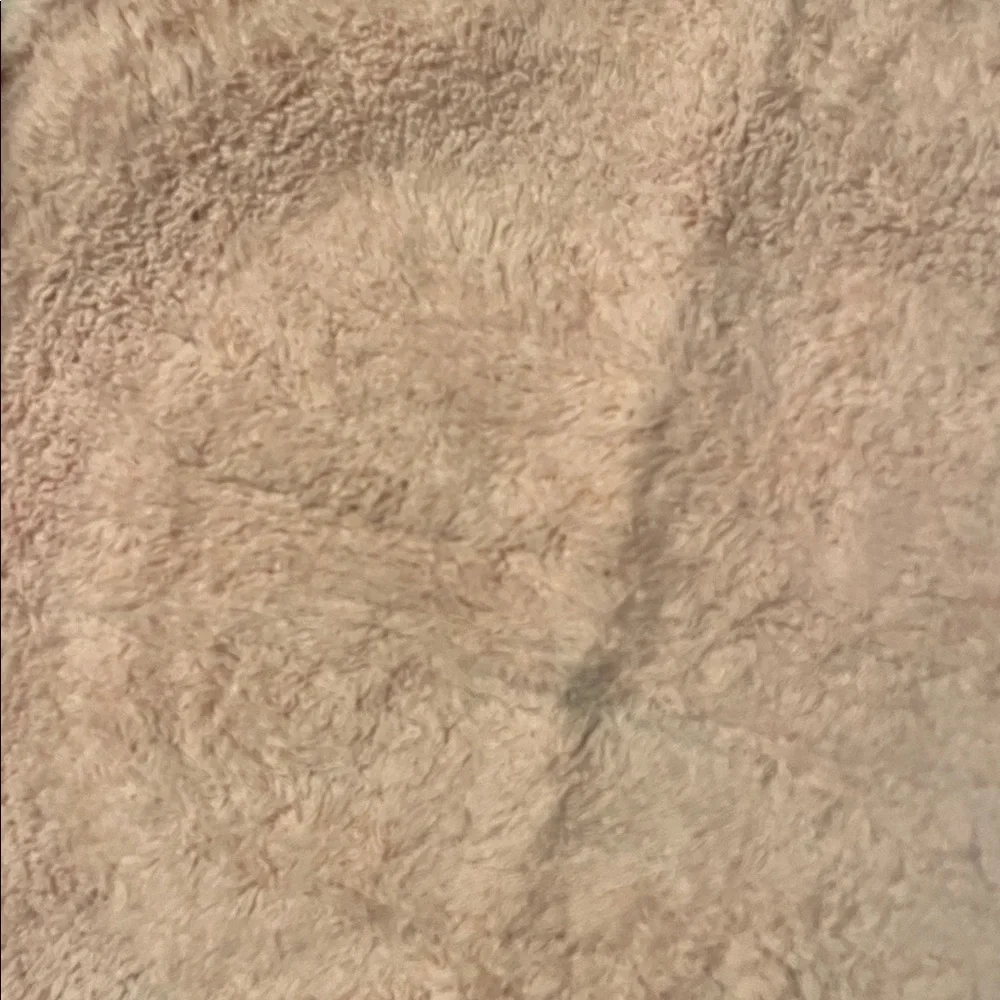 Plush Oval Pink Shag Rug with Light green shower curtain!